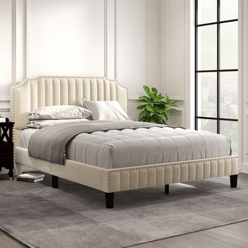 Modern Curved Upholstered Wood Platform Bed-ModernLuxe, 2 of 7