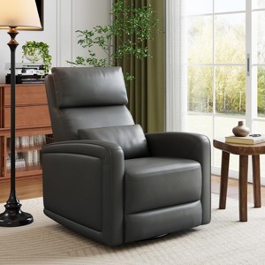 Manual Reclinder, 360¡ã Swivel Rocking Glider Reclinder Chair, Soft Faux Leather Upholstered Sofa Chair with Ergonomic Backrest for Adults - 1 of 4