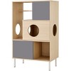 LAOTIES Modern Cat Tree Bookshelf with Storage,Furniture-Style Cat Tower,Hidden Cat Cabinet,Multi-Purpose Organizer for Home - 3 of 4