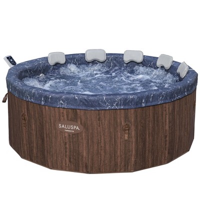 Bestway SaluSpa Toronto 5-7 Person Smart Energy-Efficient AirJet Hot Tub, Portable Outdoor Spa System, App Control, 180 Jets, 10 Nozzles, Brown