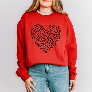 Simply Sage Market Valentine Leopard Heart Sweatshirt - 1 of 4