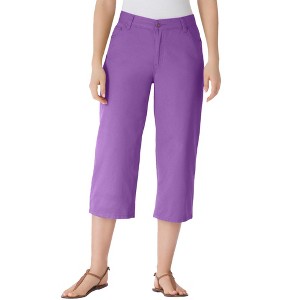 Woman Within Women's Plus Size Perfect 5-Pocket Back-Elastic Denim Capri - 1 of 4
