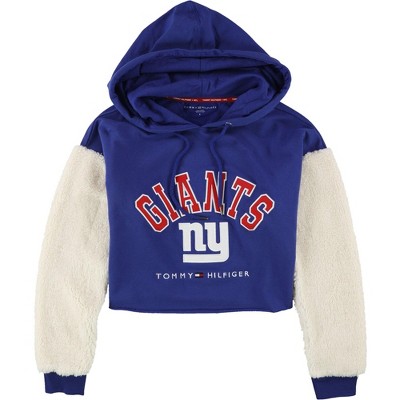 Tommy Hilfiger Womens New York Giants Crop Hoodie Sweatshirt