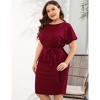 Whizmax Plus Size Cocktail Party Dress Bodycon Elegant Midi Dress Peplum Business Work Office Sheath Pencil with Belt - 3 of 4