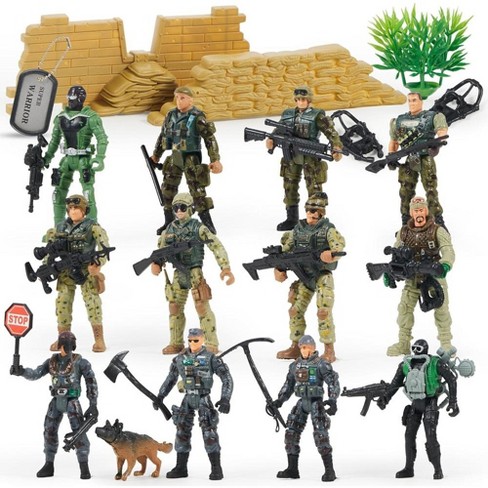 SYNCFUN 16 Pcs Army Men Action Figures for Boys, Military Toy with 12 Realistic Army Ranger and Weapon Gear Accessories for Boys Gift - image 1 of 4