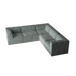 106*106" Chenille Modular L-Shaped Sectional Sofa, Luxury Floor Couch Set, Upholstered Indoor Furniture - 1 of 4