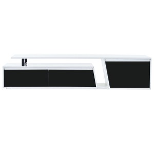 Racxily Modern Extendable TV Stand for 100" TVs, Minimalist Rectangle Cabinet with 2 Drawers & Storage, Black/White - 1 of 4