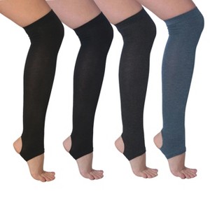 Tipi Toe Women's 4 Pack Stirrup Yoga Socks, Lightweight Over The Knee Socks, Open Heel Non-Slip Design. Ideal for Yoga & Dance - 1 of 1