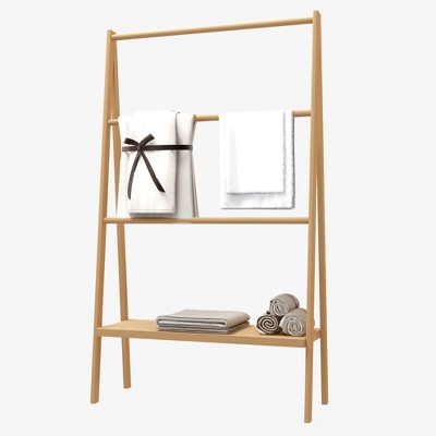 VANIRROR Bamboo Clothing Rack For Bedroom, Freestanding 4 Tier Towel Stand Rack For Bathroom, Living Room, Laundry Room, Entryway, 30x12x56.9inch