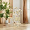 66.1 Inch Large Cat Tree Cat Tower with Scratching Posts, 2 Perches, 2 Caves, Basket, Hammock, Pompoms, Multi-Level Plush Cat Condo for Indoor Cats - 4 of 4