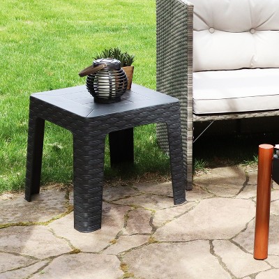 Gray 18" Square Polypropylene Outdoor Patio Side Table
