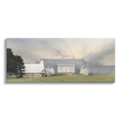 Stupell Industries Sunlit Barn Birds Flying Rural Countryside Pasture Canvas Wall Art