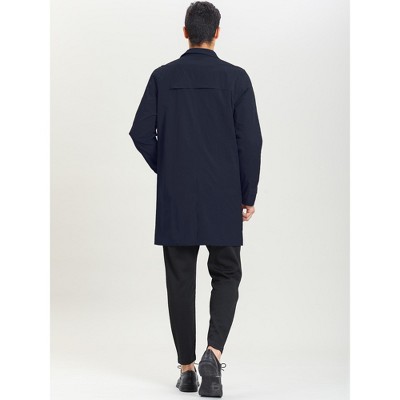 Мужские куртки INSPIRE CHIC Men's Lightweight Solid Color Trench Coat Windbreaker Jacket Navy Blue Small — фото 4