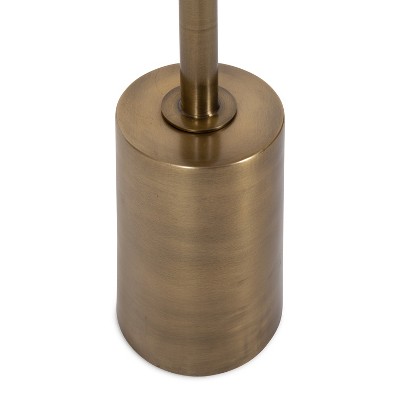 Walnut Brown and Antique Brass Round Wood and Metal Drink Table