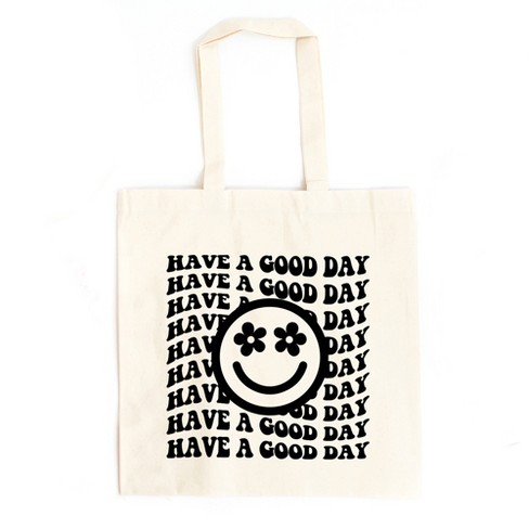 City Creek Prints Have A Good Day Star Smiley Face Canvas Tote Bag ...