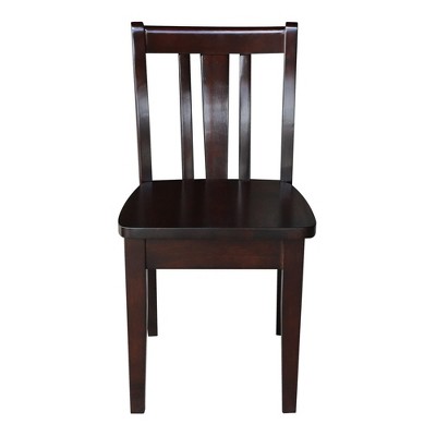 Rich Mocha Solid Wood Traditional Slat Back Juvenile Chairs - Set of 2