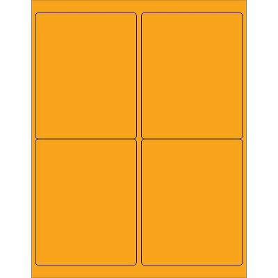 Tape Logic Rectangle Laser Labels 4" x 5" Fluorescent Orange 400/Case (LL181OR)