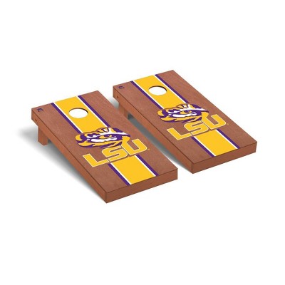 NCAA LSU Tigers Premium Cornhole Board Rosewood Stained Stripe Version