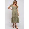 PinkBlush Olive Gingham Smocked Maternity Midi Dress - 2 of 4