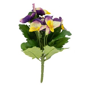 Allstate Floral 8" Lavender and Yellow Pansy Artificial Silk Floral Bouquet - 1 of 4
