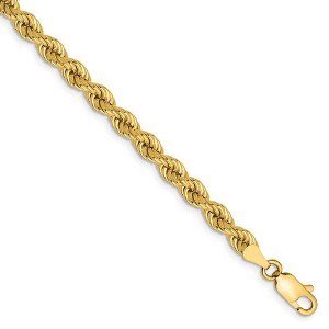 Black Bow Jewelry 4mm, 14k Yellow Gold, Handmade Solid Rope Chain Bracelet - 1 of 4