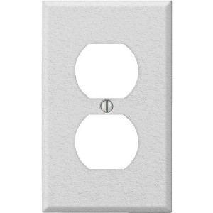 Amerelle PRO 1-Gang Stamped Steel Outlet Wall Plate, White Wrinkle - 1 of 1
