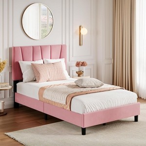 coucheta Bed Frame with Headboard Adjustable, Modern Upholstered Wooden Slat Support, No Box Spring Needed - 1 of 4