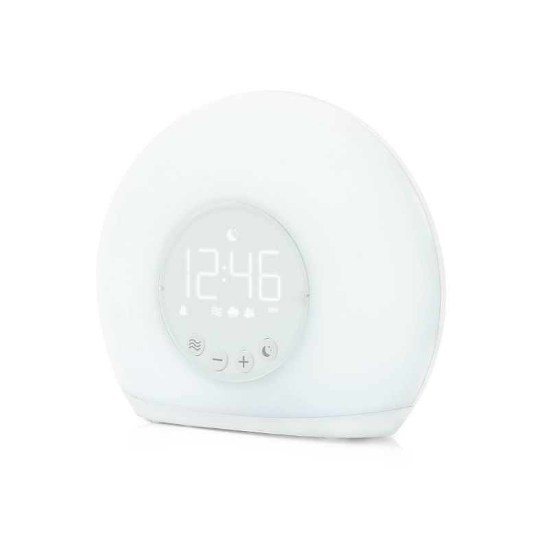 Moon Glow Alarm with Sunrise Wakeup Light Table Clock White - Capello, 1 of 6
