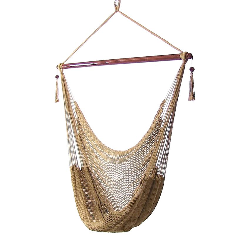 Sunnydaze Caribbean Style Extra Large Hanging Rope Hammock Chair Swing for Backyard and Patio, 1 of 13