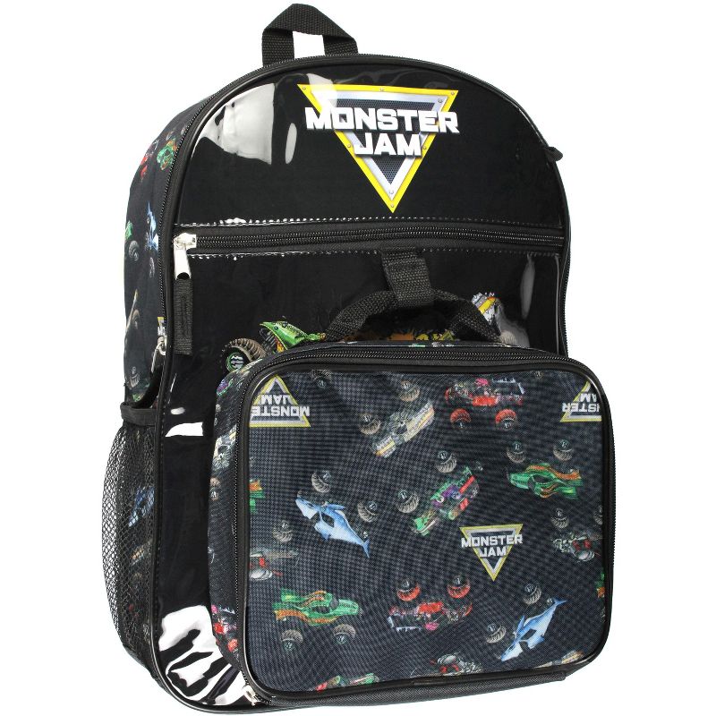 Monster Jam Monster Trucks Backpack Lunch Bag Water Bottle 5 PC Mega Set Black, 4 of 8