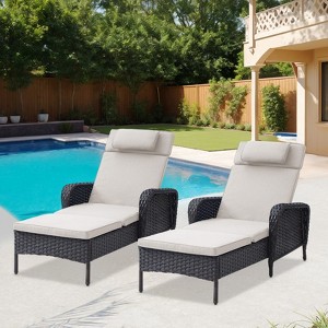 Outdoor 2 Pieces Patio Chaise Lounge Chairs with Cushion - 1 of 4
