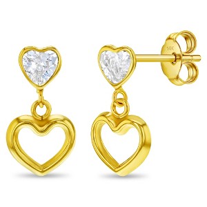 Girls' Heart to Heart Dangle Stud & Post 14k Gold Earrings - In Season Jewelry - 1 of 4