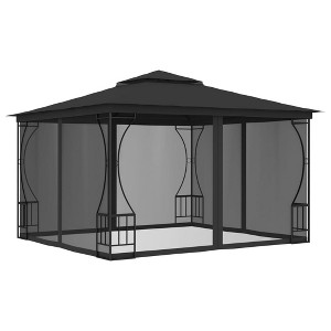 vidaXL Steel-Framed Gazebo with Nets - 9.8'x9.8'x8.7' Outdoor Structure, UV Resistant, Anthracite, Ideal for Parties, Weddings, BBQ, Camping - 1 of 4