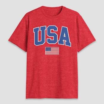 Men's USA Flag Short Sleeve Graphic T-Shirt - Heathered Red