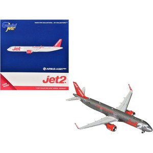 Airbus A321neo Commercial Aircraft "Jet2" (G-SUNO) Gray Metallic with Red Tail 1/400 Diecast Model by GeminiJets - 1 of 3