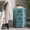MOEPISY 14 inch Patio End Table With Sunburst Cut Out Design, Teal - 3 of 4
