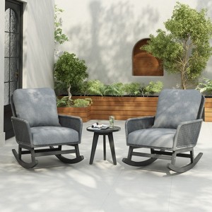 Christopher Knight Home Tanner 3 Pieces Outdoor Rustic Wood, Rattan and Metal Seating Set - 1 of 4
