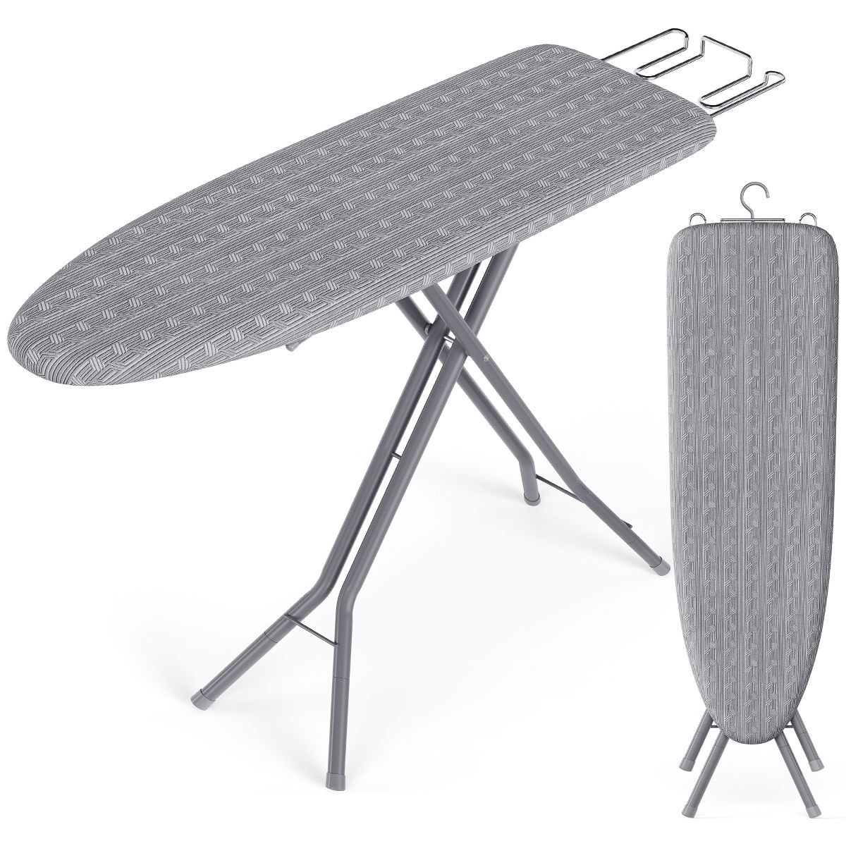 SONGMICS HOME Ironing Board, Foldable Iron Board, Height Adjustable up to 35 Inches, with 4 Layered Cover and Pad, Iron Rest, Steel X-Legs, Dove Gray