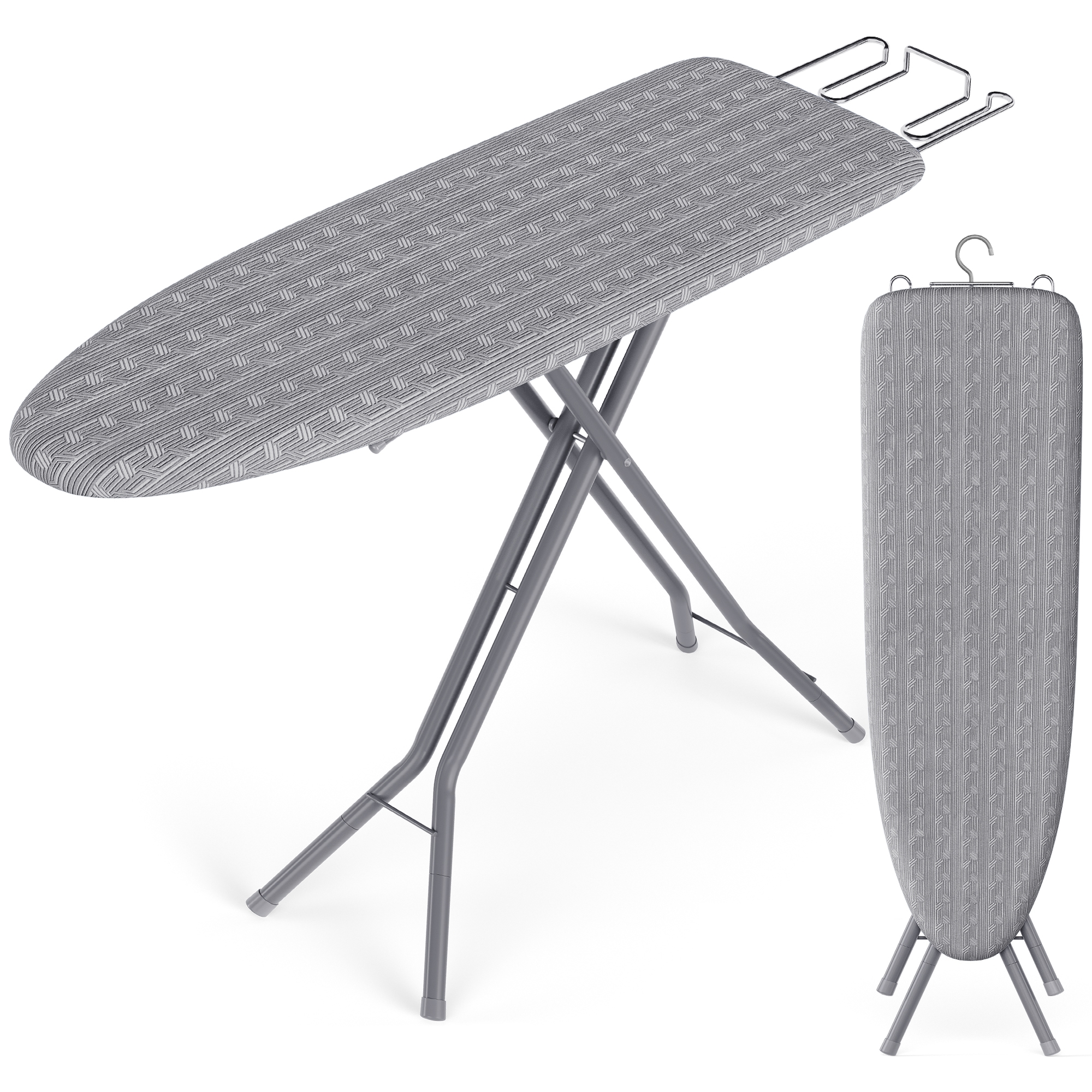 SONGMICS HOME Ironing Board, Foldable Iron Board, Height Adjustable up to 35 Inches, with 4 Layered Cover and Pad, Iron Rest, Steel X-Legs, Dove Gray