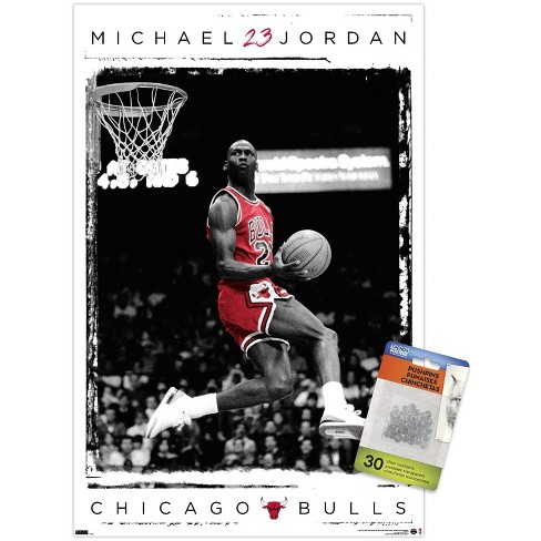 Trends International Michael Jordan Dunk Unframed Wall Poster Print Clear Push Pins Bundle 14.725 X 22.375 Target