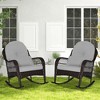 Costway Patio Wicker Rocking Chair W/Seat Back Cushions & Lumbar Pillow Porch Off White/Orange/Gray/Black/Blue - 4 of 4