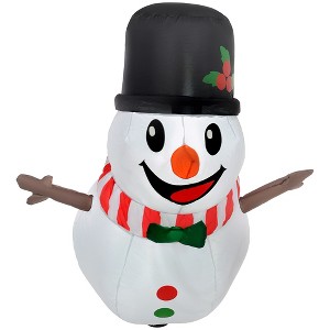 Outsunny 3.4' Christmas Inflatables Hanging Snowman with LED Lights for Lawn Garden Party - 1 of 4