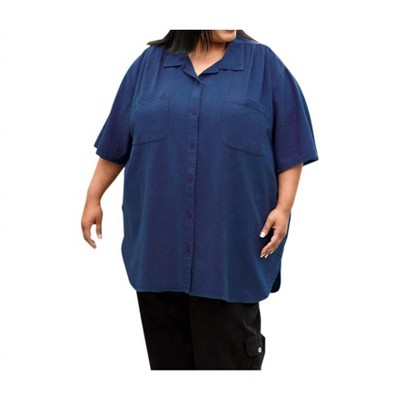 Women's Cotton Short Sleeve Collar Shirt - Plus - On The Plus Side