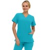 Saint Scrubs Womens 9-Pocket Medical Uniform Set- V-Neck Stretch Top with Tapered Straight Leg Pants - 4 of 4