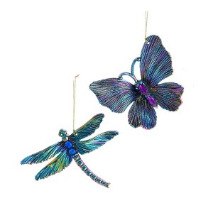 Kurt Adler Plastic Ornaments for Christmas Tree, Butterfly and Dragonfly (Pack of 2) - 1 of 3