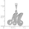 Black Bow Jewelry 14k White Gold, Maci Collection, Filigree Script Initial M Pendant - 3 of 4