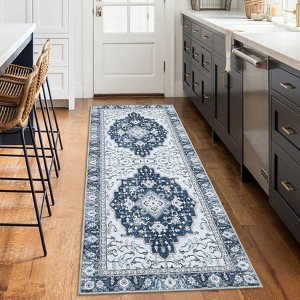 Nasitip Washable Area Rug, Non-Slip Floor Carpet, Low Pile Foldable Vintage Boho Rug, Printed Carpets for Bedroom Dining Room Office - 1 of 4