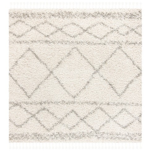 Pro Lux Shag Plx436 Power Loomed Rug - Ivory/light Grey - 5'1