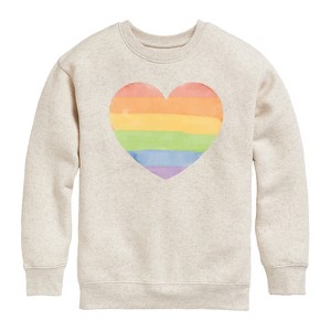Boys' - Instant Message - Rainbow Heart -Youth Crew Fleece Sweatshirt Graphic Long Sleeve Fleece Sweatshirt - 1 of 4
