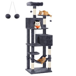61"/75.2"H Cat Tree Cat Tower for Indoor Cats, Plush Multi-Level Cat Condo with Scratching Posts, Perches, Caves, Hammock - 1 of 4